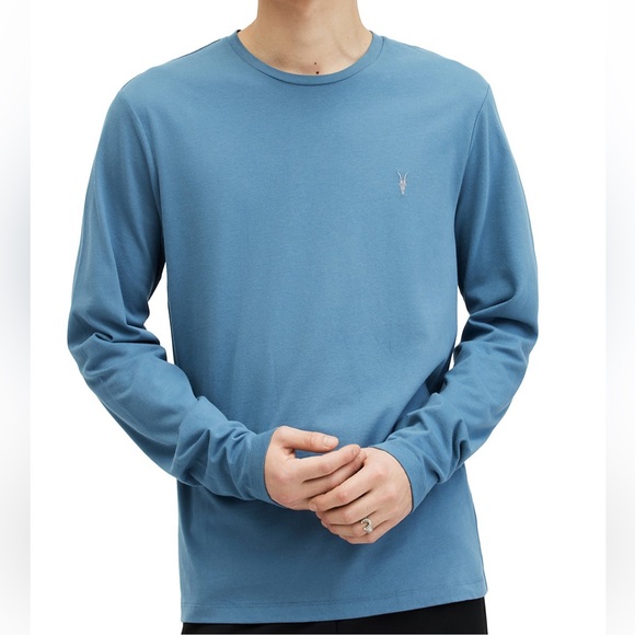 Men’s Allsaints Brace Brushed Cotton Long Sleeve T-Shirt - Picture 1 of 8